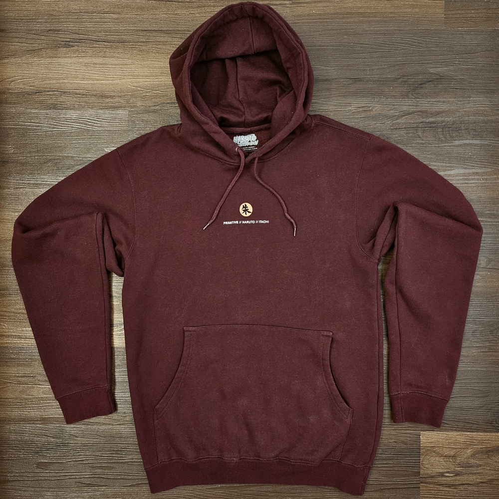Primitive Skateboarding Naruto Shippuden Itachi Sharingan Burgundy Hoodie Size S